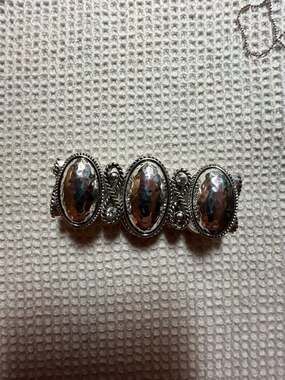 Napier Silver Tone Hammered Oval Link Stretch Bracelet